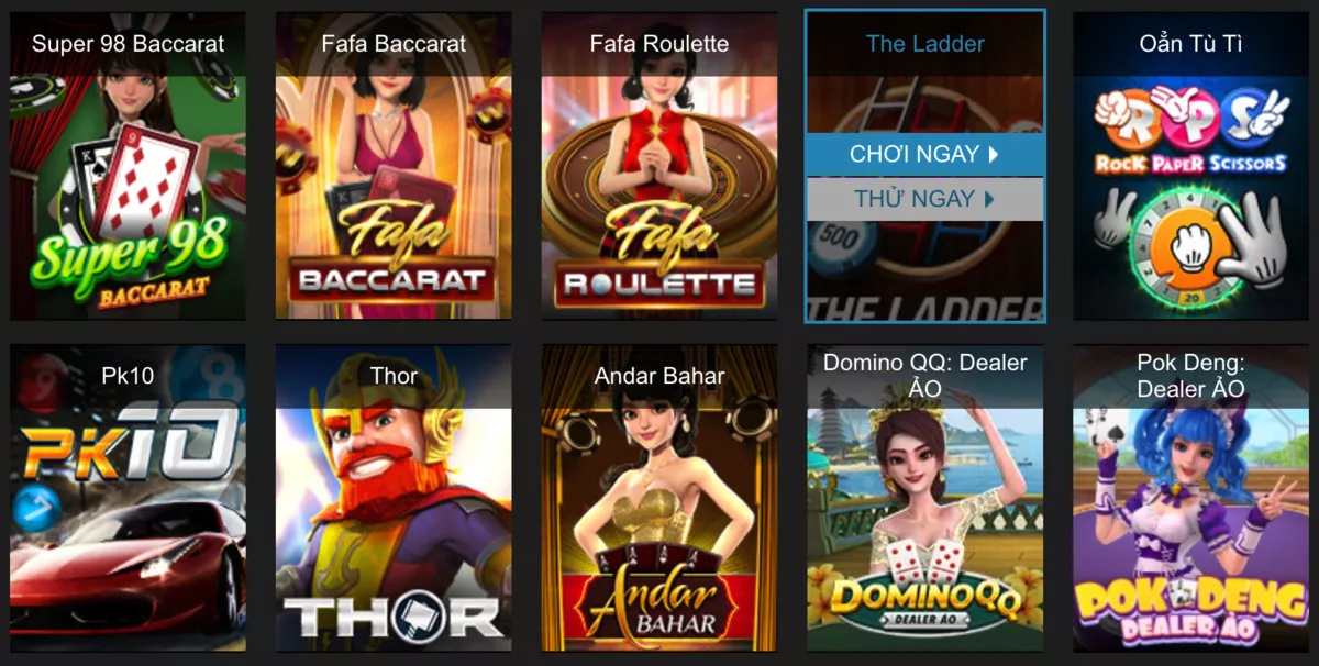vào mục trò chơi chọn the ladder w88